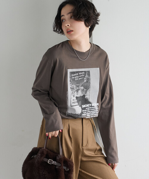 GOOD ROCK SPEED(グッドロックスピード)の「GOOD ROCK SPEED/グッドロックスピード Animal Monotone PhotoロンT/プリントTシャツ(Tシャツ/カットソー・レディース・ライトグレー/ネイビー/ホワイト/オフホワイト/チャコールグレー・フリ-)」の7枚目の写真
