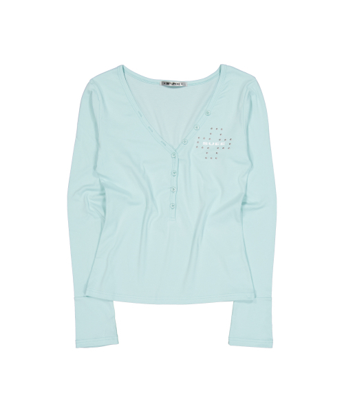 SETUP-EXE（セットアップイーエックスイー）の「DEEP V-NECK BUTTON TOP / ミント（Tシャツ/カットソー・レディース・その他・OS）」の6枚目の写真