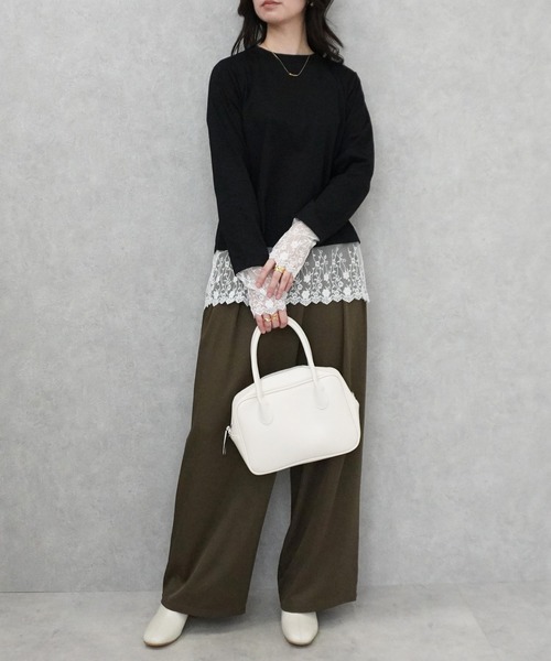 SELECT LEVERY(セレクトリベリー)の「シアーレースドッキングTシャツ(Tシャツ/カットソー・レディース・ブラック/グレー/オフホワイト/ピンク・FREE)」の21枚目の写真