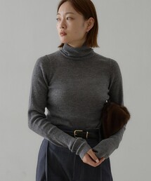 モヘア混ハイネックニットプルオーバー