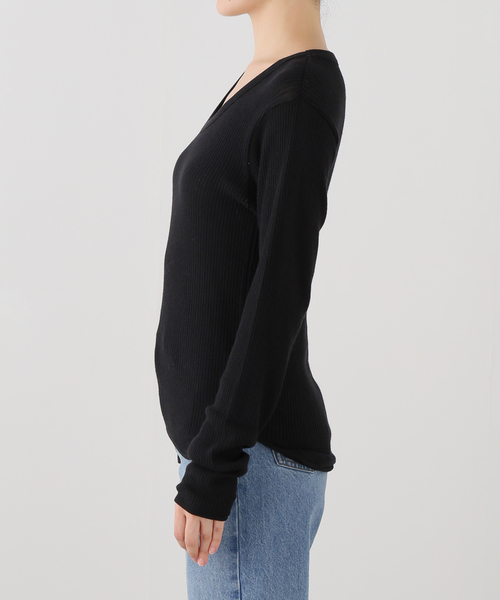 SLOBE IENA(スローブイエナ)の「CAROUSELAMBRA/ケラウズランブラ オーガニックコットンリブロンTEE(Tシャツ/カットソー・レディース・ブラック/ホワイト・FREE)」の8枚目の写真