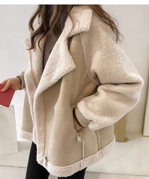 NANEA(ナネア)の「ムートンライダースジャケット(ムートンコート・レディース・ブラウン/ベージュ・LARGE/X-LARGE)」の6枚目の写真