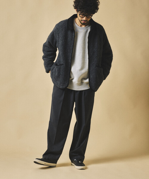 FREAK'S STORE（フリークスストア）の「襟コーデュロイ ニットジャケット（ブルゾン・メンズ・チャコールグレー/ブラウン/オフホワイト・SMALL/MEDIUM/LARGE）」の4枚目の写真