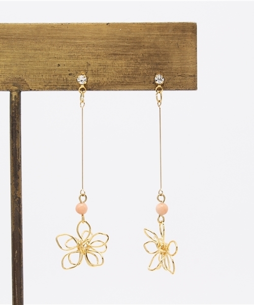 岩座 IWAKURA（イワクラ）の「【岩座】石花ワイヤーロングピアス（ピアス（両耳用）・レディース・アクア/ホワイト/ピンク/ブラウン/ダークブルー/ストーン/ライトピンク・FREE）」の5枚目の写真