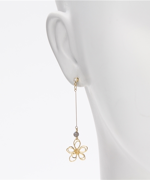 岩座 IWAKURA（イワクラ）の「【岩座】石花ワイヤーロングピアス（ピアス（両耳用）・レディース・アクア/ホワイト/ピンク/ブラウン/ダークブルー/ストーン/ライトピンク・FREE）」の10枚目の写真