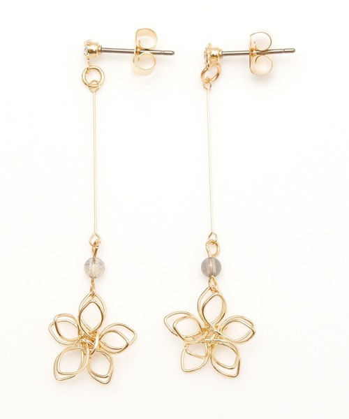 岩座 IWAKURA（イワクラ）の「【岩座】石花ワイヤーロングピアス（ピアス（両耳用）・レディース・アクア/ホワイト/ピンク/ブラウン/ダークブルー/ストーン/ライトピンク・FREE）」の7枚目の写真