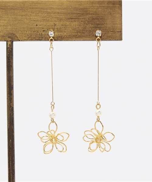 岩座 IWAKURA（イワクラ）の「【岩座】石花ワイヤーロングピアス（ピアス（両耳用）・レディース・アクア/ホワイト/ピンク/ブラウン/ダークブルー/ストーン/ライトピンク・FREE）」の12枚目の写真