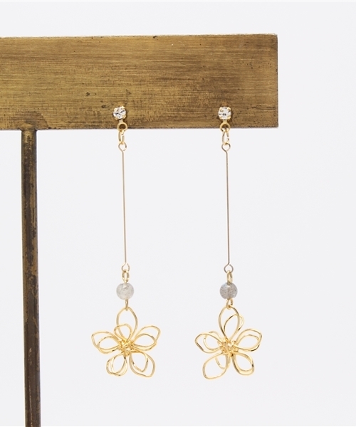 岩座 IWAKURA（イワクラ）の「【岩座】石花ワイヤーロングピアス（ピアス（両耳用）・レディース・アクア/ホワイト/ピンク/ブラウン/ダークブルー/ストーン/ライトピンク・FREE）」の13枚目の写真