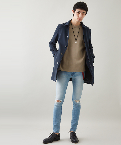 STUDIOUS（ステュディオス）の「ユーズドクラッシュテーパードスキニーデニム（デニムパンツ・メンズ・ブラック/サックスブルー・1/3/2）」の12枚目の写真