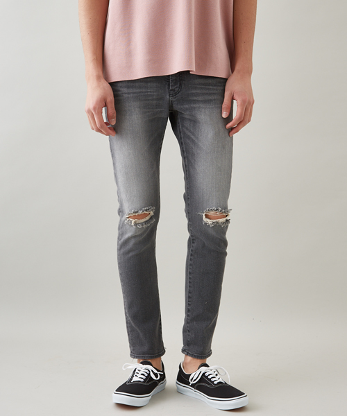 STUDIOUS（ステュディオス）の「ユーズドクラッシュテーパードスキニーデニム（デニムパンツ・メンズ・ブラック/サックスブルー・1/3/2）」の19枚目の写真