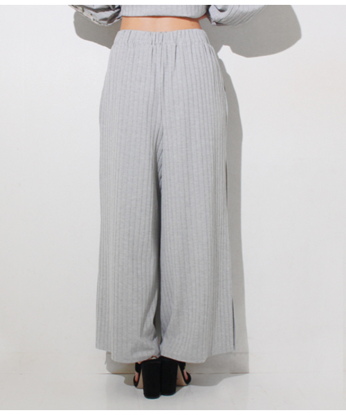 Settimissimo（セッティミッシモ）の「裾フラワーモチーフ刺繍スリット入りワイドパンツ　セットアップ(別売り)（その他パンツ・レディース・ライトグレー/ブラック・MEDIUM）」の12枚目の写真