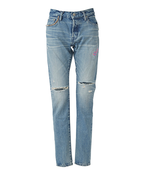 HYSTERIC GLAMOUR（ヒステリックグラマー）の「SK加工BAND AID プリント デニムスリムストレートパンツ（デニムパンツ・レディース・インディゴブルー・24inch/25inch/26inch/27inch/28inch）」の2枚目の写真