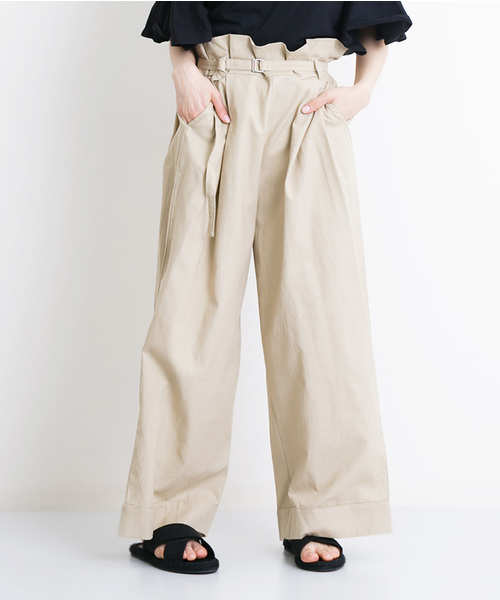 MERLOT（メルロー）の「ハイウエストベルト付きワイドパンツ4999（その他パンツ・レディース・ネイビー/ブルー/カーキ/ブラック/ベージュ・FREE）」の3枚目の写真