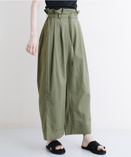 MERLOT（メルロー）の「ハイウエストベルト付きワイドパンツ4999（その他パンツ・レディース・ネイビー/ブルー/カーキ/ブラック/ベージュ・FREE）」の4枚目の写真