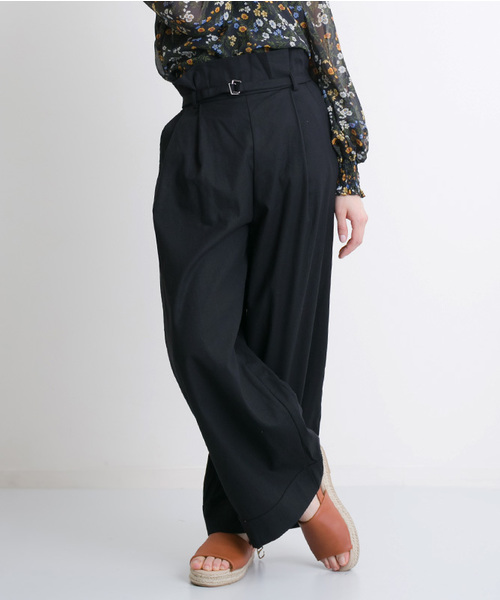 MERLOT（メルロー）の「ハイウエストベルト付きワイドパンツ4999（その他パンツ・レディース・ネイビー/ブルー/カーキ/ブラック/ベージュ・FREE）」の2枚目の写真