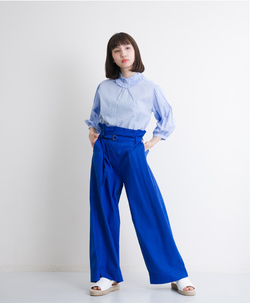 MERLOT（メルロー）の「ハイウエストベルト付きワイドパンツ4999（その他パンツ・レディース・ネイビー/ブルー/カーキ/ブラック/ベージュ・FREE）」の16枚目の写真