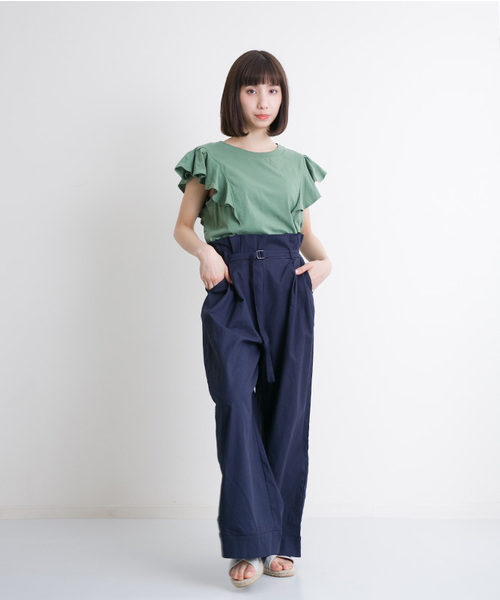 MERLOT（メルロー）の「ハイウエストベルト付きワイドパンツ4999（その他パンツ・レディース・ネイビー/ブルー/カーキ/ブラック/ベージュ・FREE）」の17枚目の写真