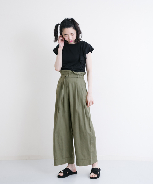 MERLOT（メルロー）の「ハイウエストベルト付きワイドパンツ4999（その他パンツ・レディース・ネイビー/ブルー/カーキ/ブラック/ベージュ・FREE）」の19枚目の写真