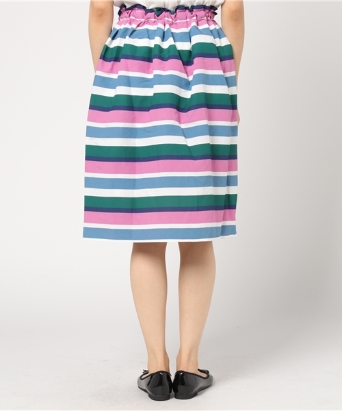 POU DOU DOU(プードゥドゥ)の「マルチボーダータックスカート(スカート・レディース・イエロー/ピンク・3)」の5枚目の写真