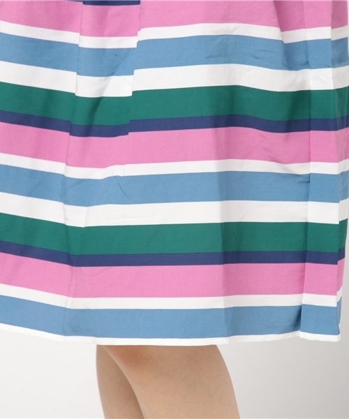 POU DOU DOU(プードゥドゥ)の「マルチボーダータックスカート(スカート・レディース・イエロー/ピンク・3)」の9枚目の写真