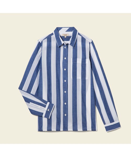 AIGLE(エーグル)の「ジュニパーストライプシャツ(シャツ/ブラウス・レディース・ブルー/レッド・38/40/36)」の6枚目の写真