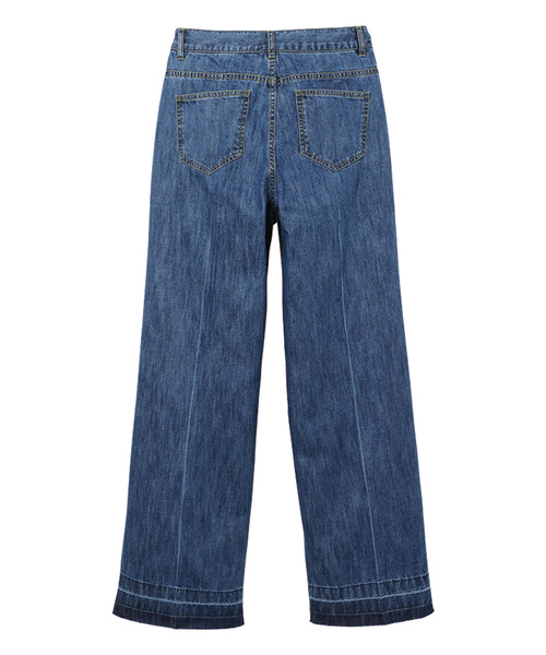 RANAN（ラナン）の「きれい見えワイドデニム（デニムパンツ・レディース・インディゴブルー/ブルー/オフホワイト・61/64/67/73/70）」の13枚目の写真