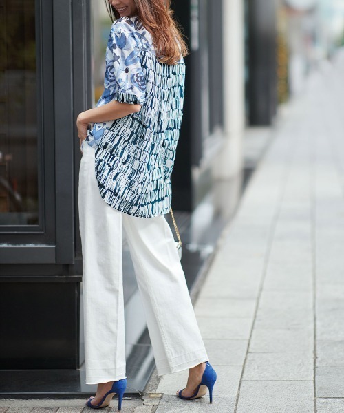 RANAN（ラナン）の「きれい見えワイドデニム（デニムパンツ・レディース・インディゴブルー/ブルー/オフホワイト・61/64/67/73/70）」の16枚目の写真