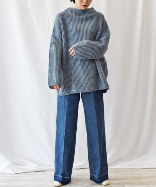 RANAN（ラナン）の「きれい見えワイドデニム（デニムパンツ・レディース・インディゴブルー/ブルー/オフホワイト・61/64/67/73/70）」の8枚目の写真