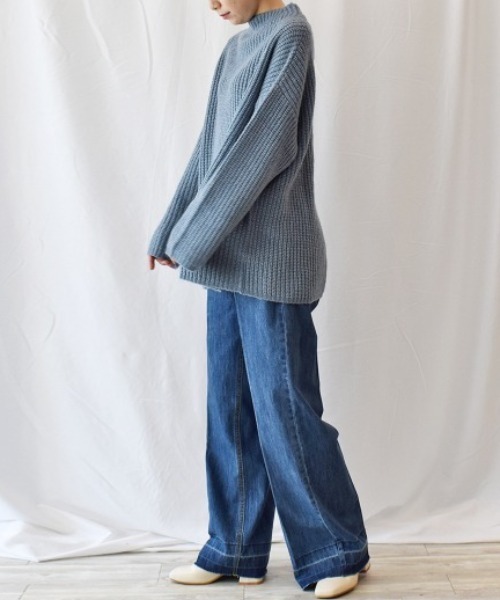 RANAN（ラナン）の「きれい見えワイドデニム（デニムパンツ・レディース・インディゴブルー/ブルー/オフホワイト・61/64/67/73/70）」の10枚目の写真