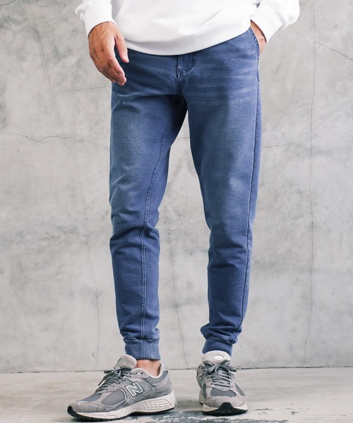 jiggys shop(ジギーズショップ)の「デニム スウェットパンツ ストレッチ イージーパンツ ジョガーパンツ ワンマイルウェア(デニムパンツ・メンズ・ライトブルー/グレー/インディゴブルー/ブルー/ブラック/ブルー系その他/ブルー系その他2/ブラック系その他/ブラック系その他2/ブルー系その他3/ブルー系その他4/ブルー系その他5・SMALL/MEDIUM/LARGE/X-LARGE/XX-LARGE)」の1枚目の写真