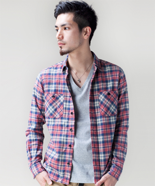 NANO universe（ナノユニバース）の「ヴィンテージネルシャツ（シャツ/ブラウス・メンズ・レッド/ブルー/ブラック/インディゴブルー・SMALL/MEDIUM/LARGE）」の4枚目の写真