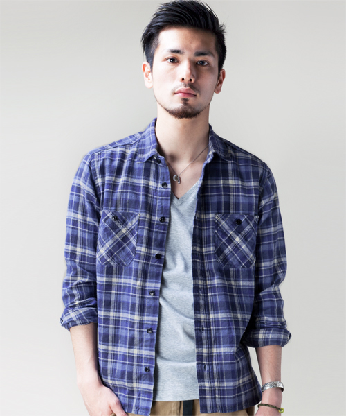 NANO universe（ナノユニバース）の「ヴィンテージネルシャツ（シャツ/ブラウス・メンズ・レッド/ブルー/ブラック/インディゴブルー・SMALL/MEDIUM/LARGE）」の3枚目の写真