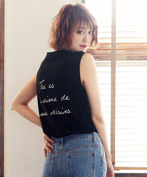 KOBE LETTUCE（コウベレタス）の「選べる3デザインノースリーブカットソー＊レディース/トップス/タンクトップ[C3327]神戸レタス（タンクトップ・レディース・オフホワイト/ネイビー/ブラック/ホワイト系その他/ホワイト系その他2/ブラック系その他/ブラック系その他2/ブルー系その他/ブルー系その他2・FREE）」の6枚目の写真