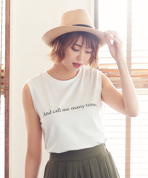 KOBE LETTUCE（コウベレタス）の「選べる3デザインノースリーブカットソー＊レディース/トップス/タンクトップ[C3327]神戸レタス（タンクトップ・レディース・オフホワイト/ネイビー/ブラック/ホワイト系その他/ホワイト系その他2/ブラック系その他/ブラック系その他2/ブルー系その他/ブルー系その他2・FREE）」の2枚目の写真