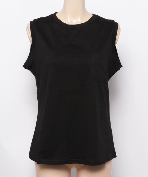 KOBE LETTUCE（コウベレタス）の「選べる3デザインノースリーブカットソー＊レディース/トップス/タンクトップ[C3327]神戸レタス（タンクトップ・レディース・オフホワイト/ネイビー/ブラック/ホワイト系その他/ホワイト系その他2/ブラック系その他/ブラック系その他2/ブルー系その他/ブルー系その他2・FREE）」の7枚目の写真