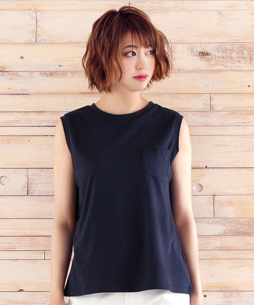 KOBE LETTUCE（コウベレタス）の「選べる3デザインノースリーブカットソー＊レディース/トップス/タンクトップ[C3327]神戸レタス（タンクトップ・レディース・オフホワイト/ネイビー/ブラック/ホワイト系その他/ホワイト系その他2/ブラック系その他/ブラック系その他2/ブルー系その他/ブルー系その他2・FREE）」の9枚目の写真