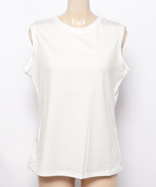 KOBE LETTUCE（コウベレタス）の「選べる3デザインノースリーブカットソー＊レディース/トップス/タンクトップ[C3327]神戸レタス（タンクトップ・レディース・オフホワイト/ネイビー/ブラック/ホワイト系その他/ホワイト系その他2/ブラック系その他/ブラック系その他2/ブルー系その他/ブルー系その他2・FREE）」の3枚目の写真