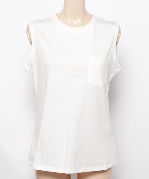 KOBE LETTUCE（コウベレタス）の「選べる3デザインノースリーブカットソー＊レディース/トップス/タンクトップ[C3327]神戸レタス（タンクトップ・レディース・オフホワイト/ネイビー/ブラック/ホワイト系その他/ホワイト系その他2/ブラック系その他/ブラック系その他2/ブルー系その他/ブルー系その他2・FREE）」の4枚目の写真