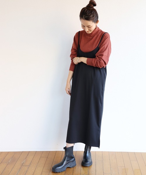 andme（アンドミー）の「きれいめポンチキャミワンピース（ワンピース・レディース・ライトグレー/ブラック/ネイビー/カーキ/ライトブラウン/ミント/グレー系その他・M/L）」の12枚目の写真