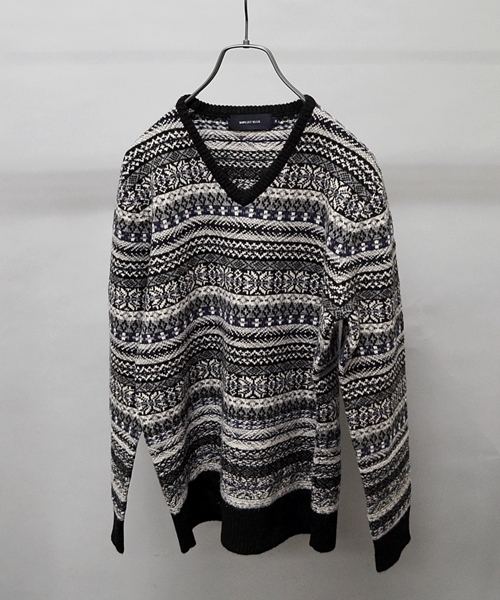 SHIPS JET BLUE（シップスジェットブルー）の「JB: フェアアイル/Vネックニット■（ニット/セーター・メンズ・ブラック/オリーブ/ネイビー/パープル・SMALL/MEDIUM/LARGE）」の2枚目の写真