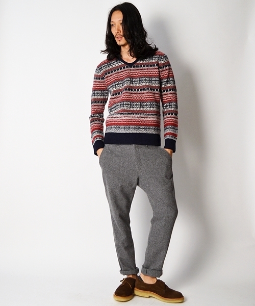 SHIPS JET BLUE（シップスジェットブルー）の「JB: フェアアイル/Vネックニット■（ニット/セーター・メンズ・ブラック/オリーブ/ネイビー/パープル・SMALL/MEDIUM/LARGE）」の5枚目の写真