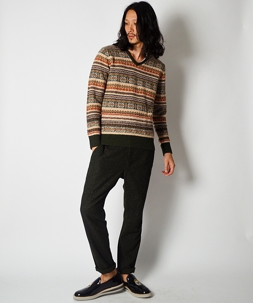 SHIPS JET BLUE（シップスジェットブルー）の「JB: フェアアイル/Vネックニット■（ニット/セーター・メンズ・ブラック/オリーブ/ネイビー/パープル・SMALL/MEDIUM/LARGE）」の6枚目の写真