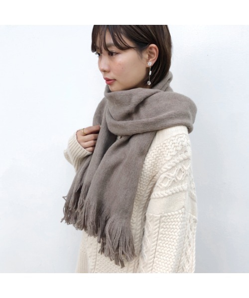 flower(フラワー)の「ベーシックソフトマフラー(マフラー・レディース・ベージュ/グレー/ピンク/アイボリー/ブルー/アッシュグレー/ホワイト/ライトブルー・FREE)」の12枚目の写真