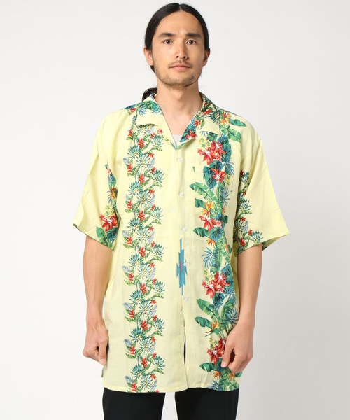 チャイハネ(チャイハネ)の「【チャイハネ】トロピカルフラワーMEN'Sアロハシャツ(シャツ/ブラウス・メンズ・ブラック/ベージュ/ブルー・FREE)」の1枚目の写真