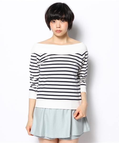 WEGO（ウィゴー）の「WEGO/オフショルダー7分袖スウェット（スウェット・レディース・ネイビー/オフホワイト/ホワイト系その他/杢グレー・FREE）」の2枚目の写真