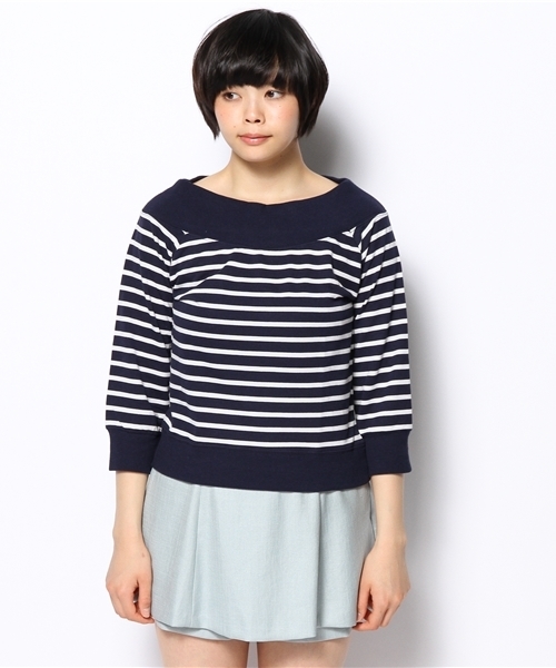 WEGO（ウィゴー）の「WEGO/オフショルダー7分袖スウェット（スウェット・レディース・ネイビー/オフホワイト/ホワイト系その他/杢グレー・FREE）」の5枚目の写真