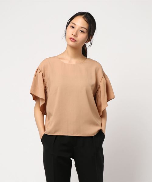 KOBE LETTUCE（コウベレタス）の「[スキッパー/ノースリーブ/袖フリル]リネンタッチ3typeブラウス（シャツ/ブラウス・レディース・カーキ/パープル系その他/オレンジ系その他2/オフホワイト/ブルー系その他/パープル系その他2/ラベンダー/ホワイト系その他2/ネイビー/グリーン系その他/ブルー系その他2/オレンジ/オレンジ系その他/ベージュ/ベージュ系その他/グリーン系その他2/ブラック/ブラック系その他/ベージュ系その他2/ホワイト系その他/ブラック系その他2/ブラック系その他5/ブラック系その他3/ブラック系その他4・FREE）」の12枚目の写真