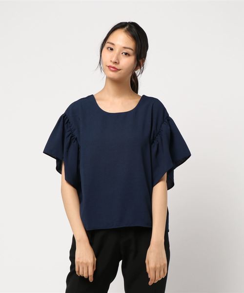 KOBE LETTUCE（コウベレタス）の「[スキッパー/ノースリーブ/袖フリル]リネンタッチ3typeブラウス（シャツ/ブラウス・レディース・カーキ/パープル系その他/オレンジ系その他2/オフホワイト/ブルー系その他/パープル系その他2/ラベンダー/ホワイト系その他2/ネイビー/グリーン系その他/ブルー系その他2/オレンジ/オレンジ系その他/ベージュ/ベージュ系その他/グリーン系その他2/ブラック/ブラック系その他/ベージュ系その他2/ホワイト系その他/ブラック系その他2/ブラック系その他5/ブラック系その他3/ブラック系その他4・FREE）」の18枚目の写真