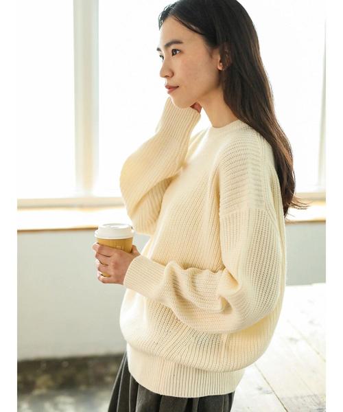 AMERICAN HOLIC（アメリカンホリック）の「クルーネック片畦ニットプルオーバー ＊（ニット/セーター・レディース・グレー系その他2/ブラウン/ネイビー/ベージュ系その他2/アイボリー・L/M）」の6枚目の写真