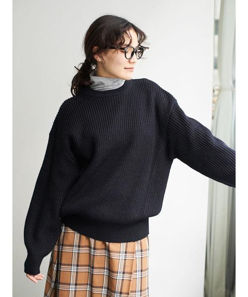 AMERICAN HOLIC（アメリカンホリック）の「クルーネック片畦ニットプルオーバー ＊（ニット/セーター・レディース・グレー系その他2/ブラウン/ネイビー/ベージュ系その他2/アイボリー・L/M）」の12枚目の写真